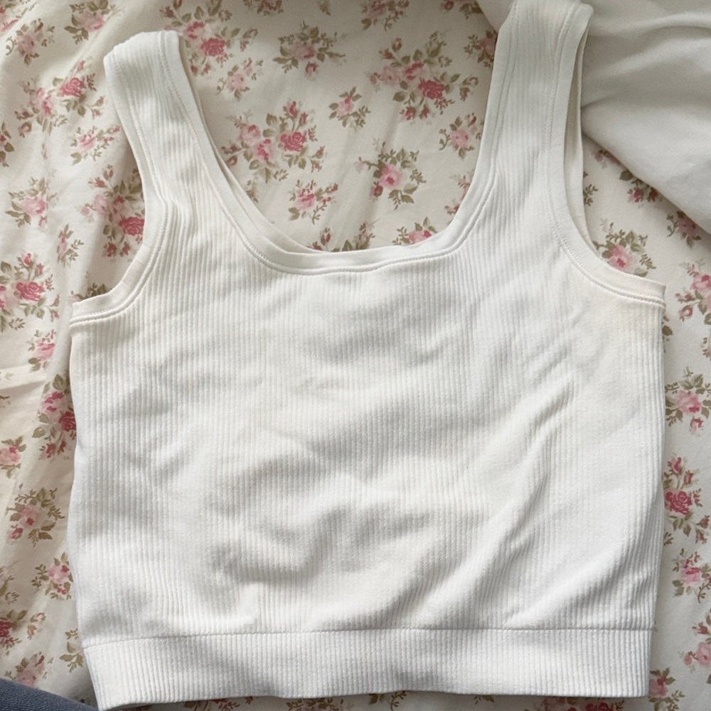 Athleta White Ribbed Kids Tank Top